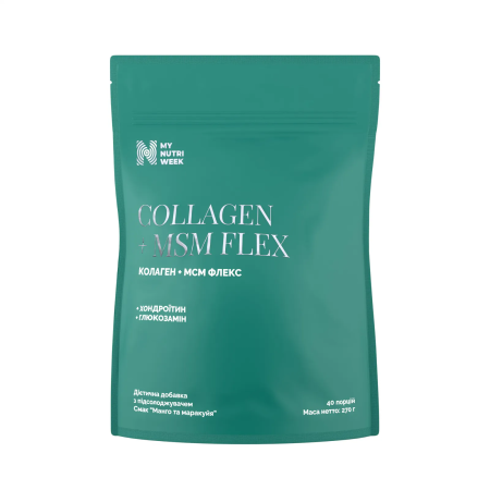 Колаген + МСМ Флекс, Collagen + MSM Flex, My Nutri Week, з підсолоджувачем, смак манго та маракуйя, 270 г