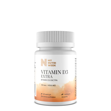 Вітамін D3 Екстра, Vitamin D3 Extra, My Nutri Week, 100 мкг / 4000 МО, 120 капсул
