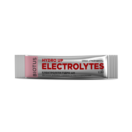 Електроліти Гідро Ап, Electrolytes Hydro Up, Biotus, з цукром та підсолоджувачем, смак "Грейпфрут", 1 саше ( 7,3 г)