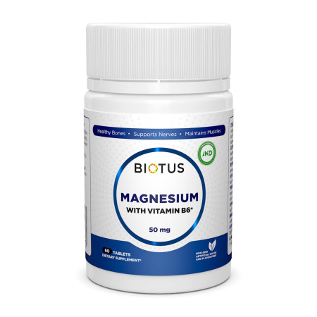 Магний и витамин В6, Magnesium with Vitamin B6, Biotus, 60 таблеток