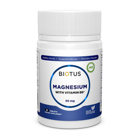 Магний и витамин В6, Magnesium with Vitamin B6, Biotus, 30 таблеток 