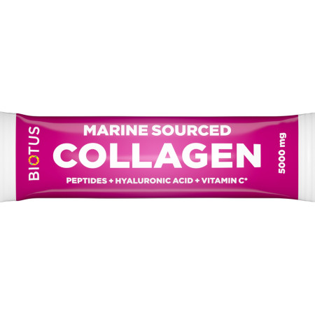 Морський колаген з гіалуроновою кислотою та вітаміном С, Marine Sourced Collagen Peptid, Biotus, 1 пакетик (5.15 г) 