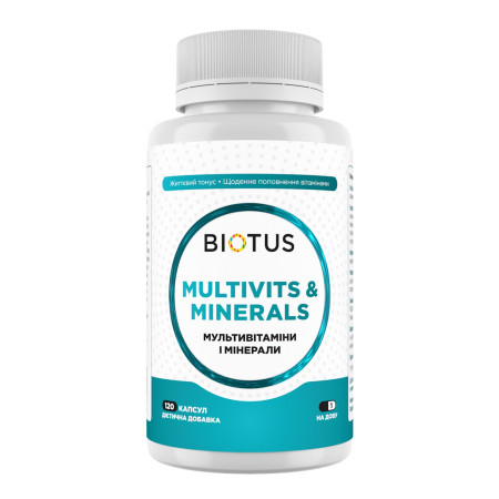 Мультивітаміни та мінерали, Multivits & Minerals, Biotus, 120 капсул