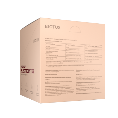 Електроліти Гідро Ап, Eloctrolytes Hydro Up, Biotus, з цукром та підсолоджувачем, 30 саше (213 г)