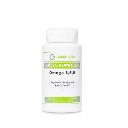 Омега-комплекс, Omega 3, 6, 9, Грінвіт, Green-Visa, 120 гелевих капсул